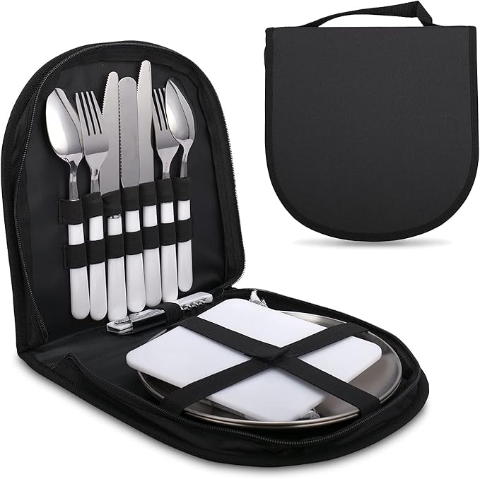 户外旅行餐具,带叉子 勺子 刀子 开瓶器 盘子 非常适合户外 炊具 旅行